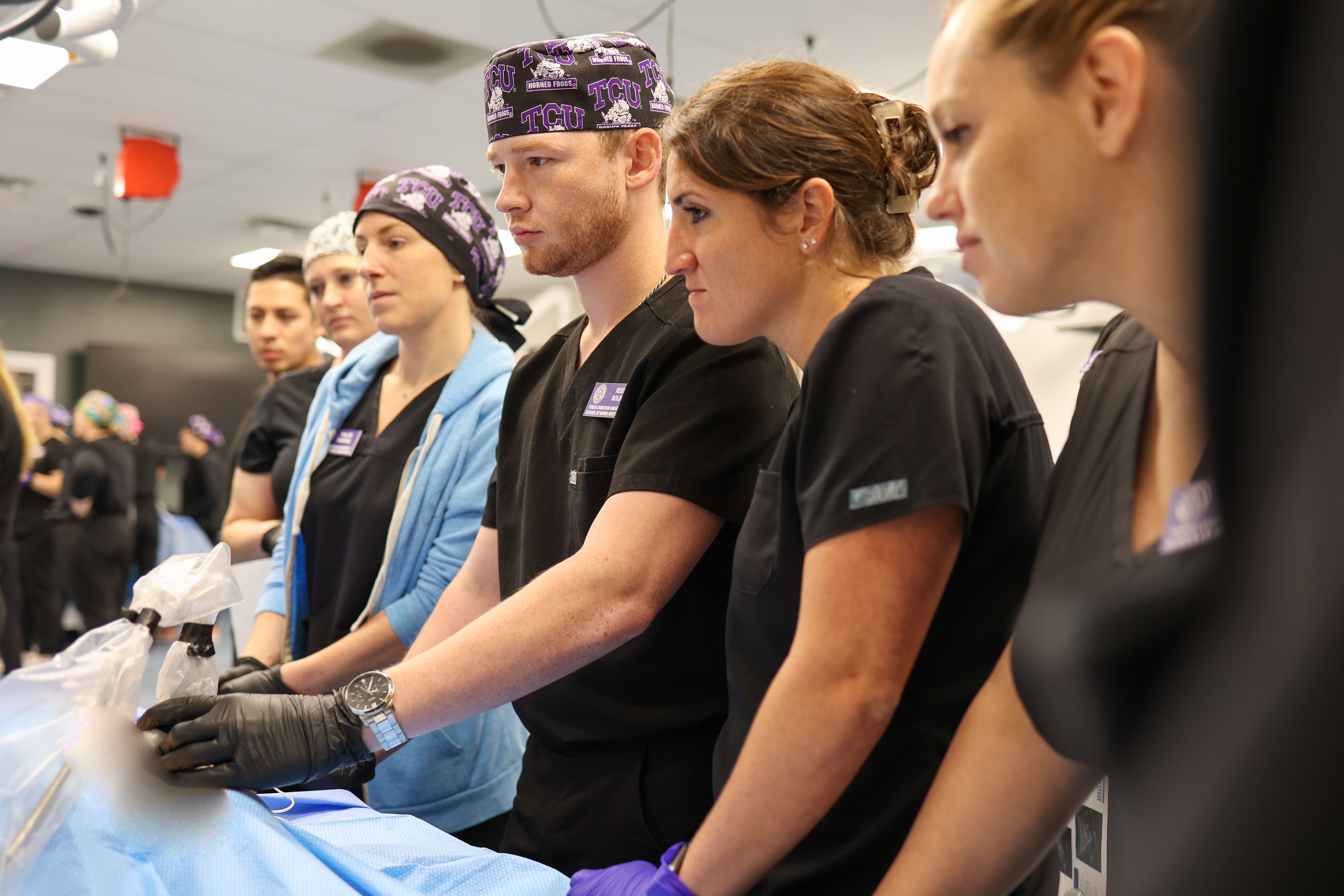 Nurse anesthesia students in the cadaver lab